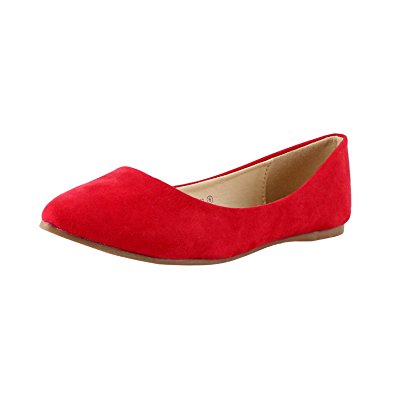 Bella Marie Angie-53 Women's Classic Pointy Toe Ballet Slip On Suede Flats