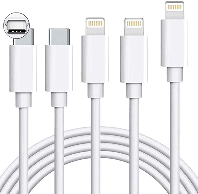 MFi Certified USB C to iPhone 12 Lightning Cable Charger,5Pack 3FT/6Foot/10Feet Rosyclo Type C Lightning Cord Support Fast Power Delivery Wire Compatible iPhone 12Pro Max/12/11/XS/X/8,iPad,iPod White