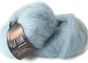 Mohair and Silk Yarn Drops Kid-Silk, 0 or Lace, 2 Ply, 0.9 oz 230 Yards per Ball (06 Blue Mist)