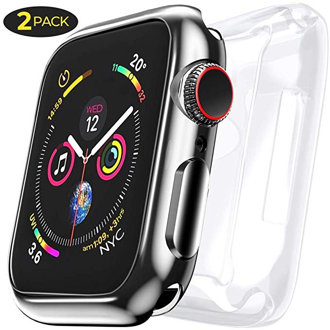 [2 Pack] Case for Apple Watch Screen Protector 44mm Overall Protection HD Clear TPU Soft Cover Case for iwatch 44mm Series 4