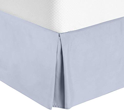 Nestl Bedding Pleated Bed Skirt - Luxury Microfiber Dust Ruffle - Sleek Modern Bed Skirt - 14” Tailored Drop, Queen, Ice Blue