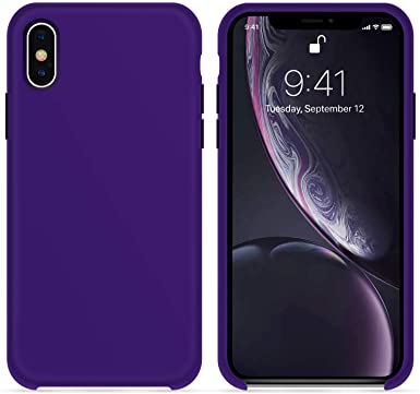 OTOFLY for iPhone X XS Case, [Silky and Soft Touch Series] Premium Soft Button Silicone Rubber Full-Body Protective Bumper Case Compatible with Apple iPhone X/iPhone Xs 5.8 inch， (Purple)