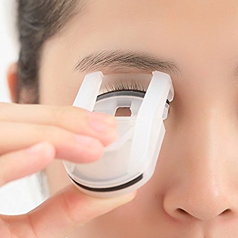 Mini Eyelash Curler -- Portable Resin Rubber Eye Lash Curls With Built-in Spring And Silicone Curling Refill Pads for Travel And Vacation (White)