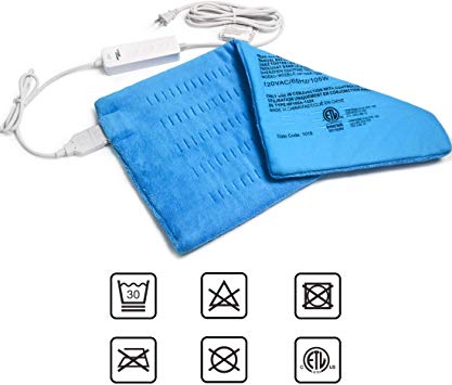 GOQOTOMO Large Electric Heating Pad for Back Pain and Cramps Relief -XL [12"x24"] - Ultra-Soft Heat Pad with Moist & Dry Heat Therapy Options - Auto Shut Off - Hot Heated Pad by-HB003