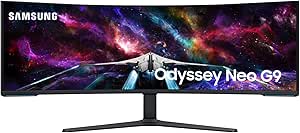 SAMSUNG 57" Odyssey Neo G9 Series Dual 4K UHD 1000R Curved Gaming Monitor, 240Hz, 1ms with DisplayPort 2.1, Quantum Mini-LED, DisplayHDR 1000, AMD FreeSync Premium Pro, LS57CG952NNXZA, 2023 (Renewed)