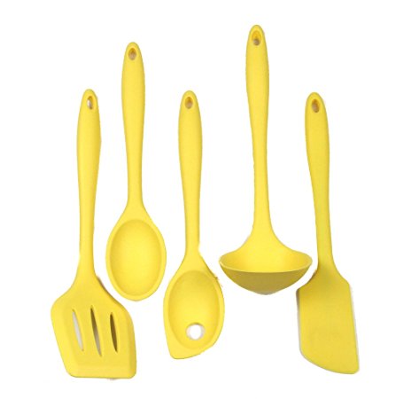 Chef Craft 5 Piece Silicone Kitchen Tool and Utensil Set, Yellow