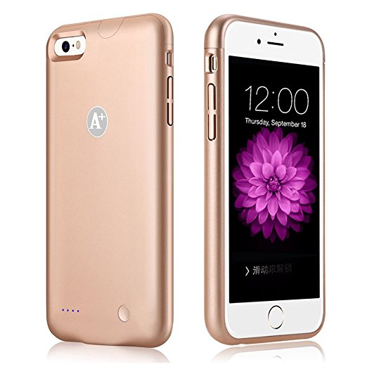 iPhone 6s / iPhone 6 / iPhone 7 Battery Case,TQTHL Ultra Slim Extended Portable Charger for iPhone 6s /6 / 7 4.7" 3000mAh Capacity Juice Bank/Lightning Rechargeable Protective Case -4.7 inch Rose Gold