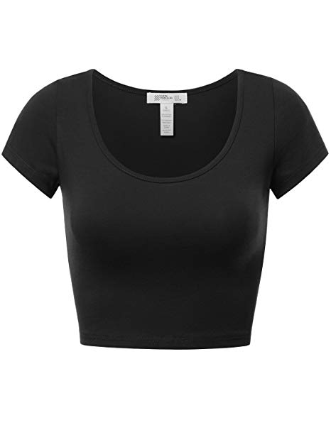 Fifth Parallel Threads FPT Womens Basic Short Sleeve Scoopneck Crop Top