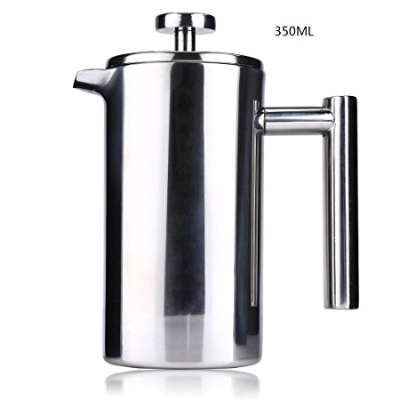Robolife 350ML/12 Ounce Stainless Steel Double Wall Insulated Coffee Press Tea Maker with Filter