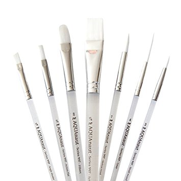 AQUAnaut Series 997 Expansion Set 7-Piece Paint Brushes Best for Watercolors, Acrylic and Oils, Short Bevel Handles …