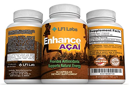 Acai Berry Cleanse Detox Supplement– Superfood Antioxidant for Natural Weight Loss, Anti-Aging, Digestive & Cardiovascular Health – American Made with Anthocyanins & Fiber – 60 Capsules 600mg