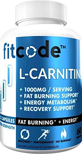 Fitcode L-Carnitine, 1000mg of Pure L-Carnitine in Each Serving, Stimulant Free Weight Loss Support, Energy, Metabolism and Endurance 60 Servings