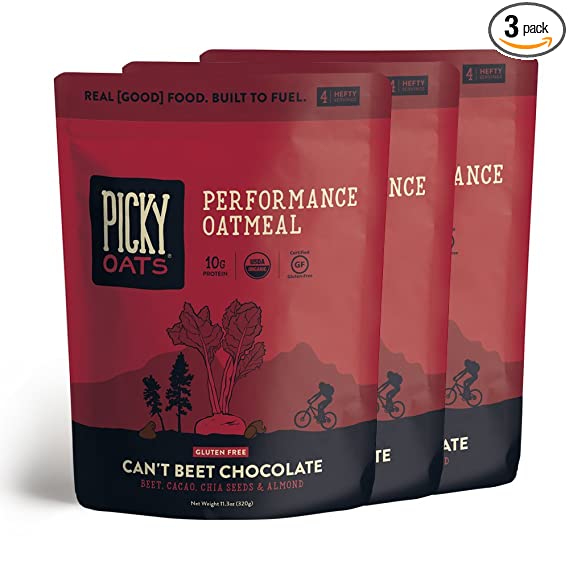 Picky Oats Organic Performance Oatmeal, Can't Beet Chocolate, 11.3 oz (3 multi-serve bags) By Picky Bars