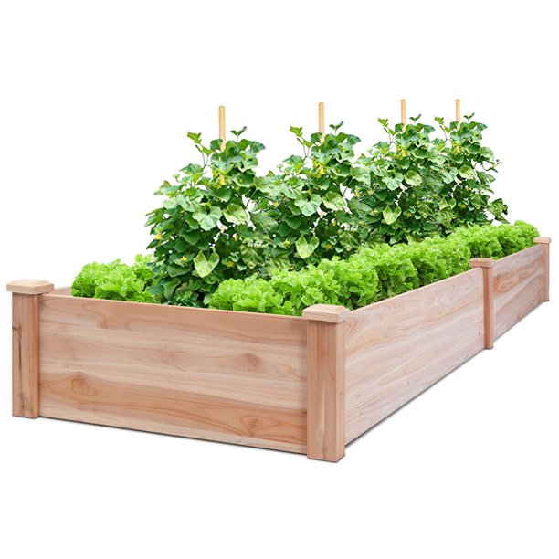 Costway Wooden Vegetable Raised Garden Bed Patio Backyard Grow Flowers Plants Planter