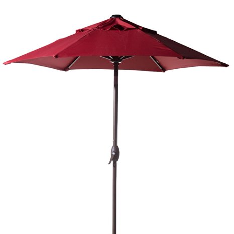 Abba Patio 7-1/2 ft. Round Outdoor Market Patio Umbrella with Push Button Tilt and Crank Lift, Red