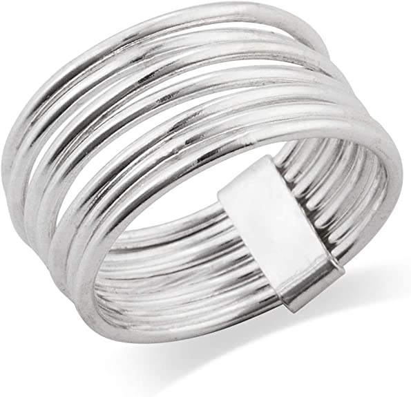 Mimi 925 Sterling Silver 7 Day 7 Band Stacked Stacking Band Ring