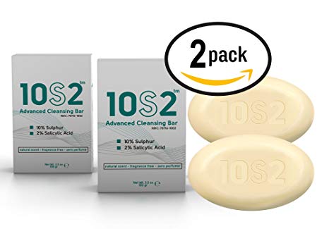 10S2-10% sulfur 2% Salicylic Acid soap - keratosis pilaris, Anti-Fungal Antiseptic Facial Acne, Foot, Scalp & Body Soap