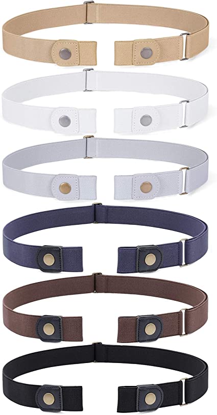 6 Pieces Women Buckle Free Adjustable Belt No Show Buckless Elastic Belts,No Buckle Invisible Belt for Jeans or Trousers by JasGood