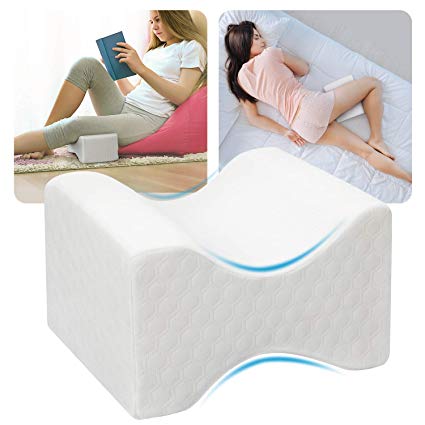 HUANUO Knee Pillow for Side Sleepers - Memory Foam Leg Pillow for Sleeping with Extra Cover, Cooling Gel for Sciatica Relief, Lower Back Pain, Leg Pain, Pregnancy, Joint Hip Pain,Wedge Contour