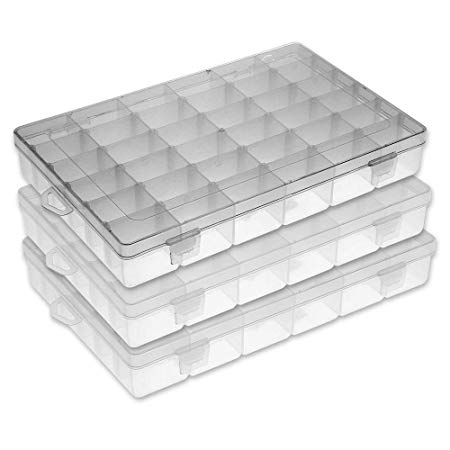 FSC Lighting Organizer containers Plastic Jewelry Box Storage containers Beads Box Fishing Tackle Storage Boxes Plastic Container with dividers 36grids /3pack
