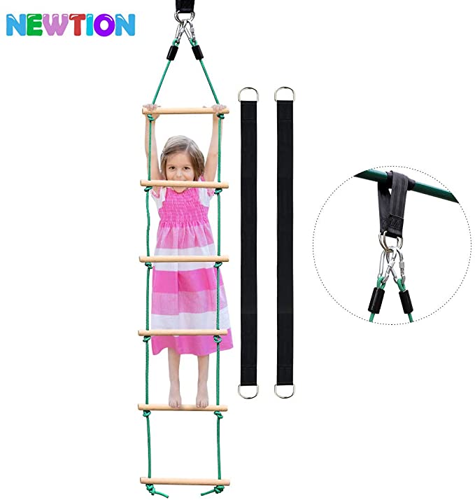 Newtion Wooden Rope Ladder Sports Rope Swing Climbing- Playground Hanging Ladder for Swing Set-Tree Ladder Toy for Children,Climbing Rope Ladder Exercise Equipment