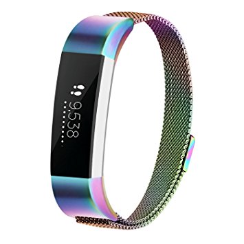 For Fitbit Alta Bands/Fitbit Alta HR Bands, Milanese Loop Stainless Steel Metal Wristbands Bracelet with Unique Magnet Clasp Replacement Bands for Fitbit Alta/Fitbit Alta HR