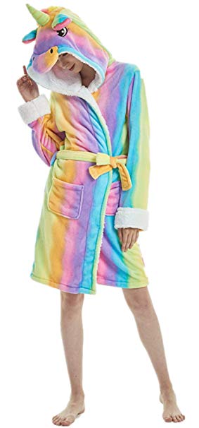 XVOVX Adults Unicorn Robe Soft Flannel Plush Hooded Bathrobe Bathing Suits for Women Girls