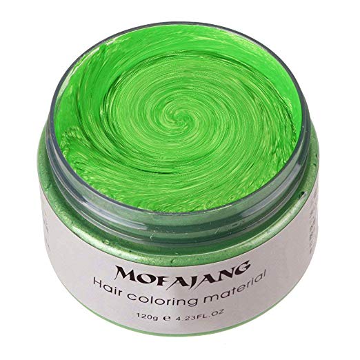 MOFAJANG Unisex Hair Wax Color Dye Styling Cream Mud, Natural Hairstyle Pomade, Washable Temporary,Party Cosplay (Green)