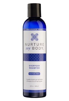 Nurture My Body Organic Everyday Shampoo - 100% Organic - SLS Free - For All Hair Types - Color Safe (Fragrance Free)