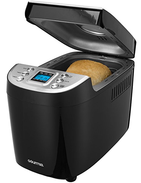 Gourmia GBM3100 - 3 LB Electric Bread Maker 15 Digital Programs for Gluten Free and More, Programmable LCD Display, Adjustable Crust Controls, Includes Free Recipe Book