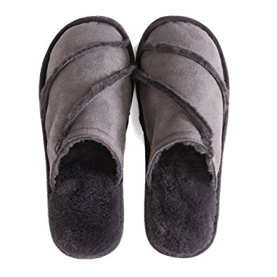 FITORY Women's Slippers,Soft Suede Plush Lined Slip On Memory Foam Clog for Indoor House