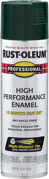 Rust-Oleum 7538838 Professional High Performance Enamel Spray Paint, 15 oz, Hunter Green