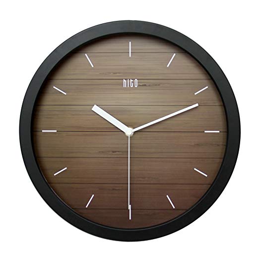 hito Silent Wall Clock Non Ticking 12 inch Excellent Accurate Sweep Movement, Modern Decorative for Kitchen, Living Room, Bathroom, Bedroom, Office (A blackframe)