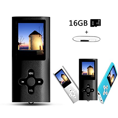 Btopllc MP3 / MP4 Player MP3 Music Player Portable 1.7 inch LCD MP3 / MP4 Player Media Player 16GB Card Reader with Mini USB Port USB Cable / Hi-Fi MP3 Music Player Voice Recorder Media Player -Black