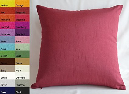 Creative Faux Silk Solid Euro Sham / Pillow Cover 26 by 26 - Burgundy
