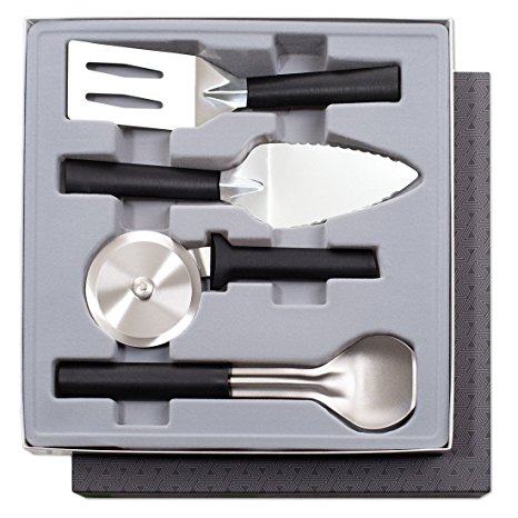 Rada Cutlery 4-Piece Kitchen Utensil Gift Set – Stainless Steel Set With Black Stainless Steel Resin Handles Made in USA