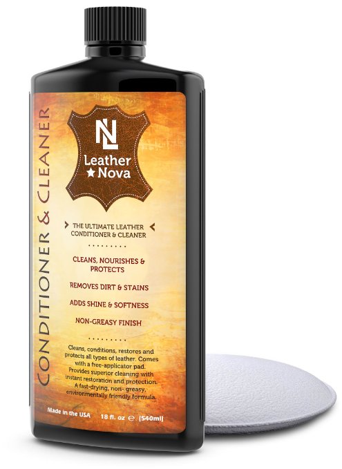 Leather Conditioner and Cleaner - For Furniture Cars Jackets Handbags Shoes Sofas Couches Wallets Purses Recliners and More - Cleans Restores and Protects - Applicator Pad Included - Leather Nova