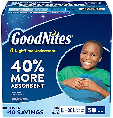 GoodNites Bedtime Bedwetting Underwear for Boys, (L-XL, 58 Ct.)