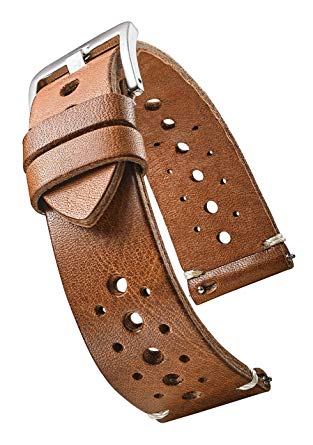 Alpine Hand Made Genuine Vintage Full Grain Leather Watch Strap with Quick Release Spring Bars - Black, Bown, Tan - 20mm, 22mm, 24mm