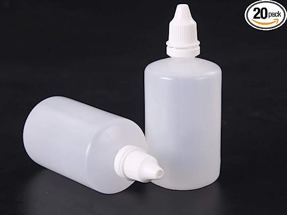 Wowlife 20pcs 100ml Clear Plastic Empty Squeezable Dropper Bottles Eye Liquid Dropper with Caps