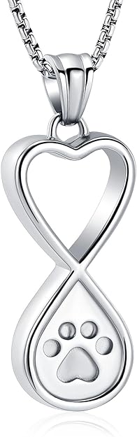 Oinsi Infinity Love Pet Cremation Jewelry for Ashes of Dog/Cat Funeral Keepsake Urn Necklace Pendant Memorial Jewellery