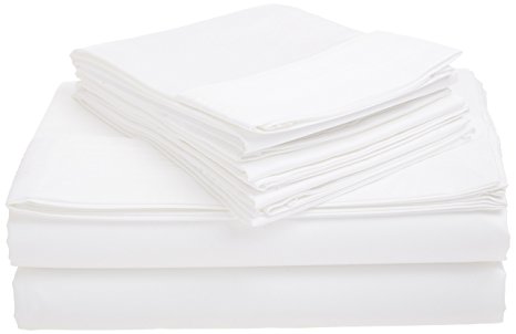 D. Charles Luxury 700 Thread Count Pleated Hem Sheet Set with Bonus Pillowcases - Wrinkle Resistant Cotton Blend - King, White