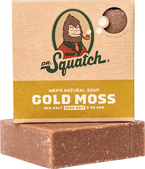 Olive Oil Soap with Kaolin Clay – Gold Moss – Mens Natural Bar Soap with Light Scrub and Sophisticated Scent for Men – Organic Handmade in USA by Dr. Squatch