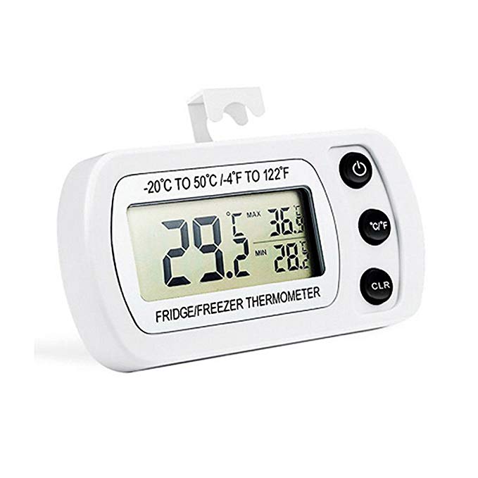 Henweit Digital Waterproof Fridge Thermometer LCD Display Freezer Room Temperature Monitor with Hook Max Min Memory for Household Use