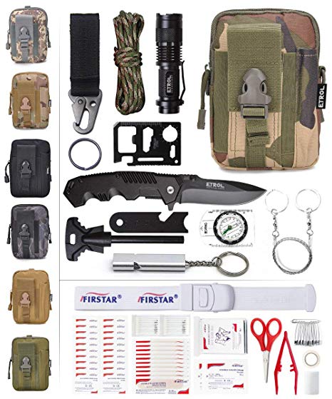 ETROL Emergency Survival Gear, First Aid Kit, Tactical Molle Pouch, Upgraded 90-in-1 Outdoor Camping Survival Kit Gear for Car, Fishing, Boat, Hunting, Hiking, Home, Earthquake, Office