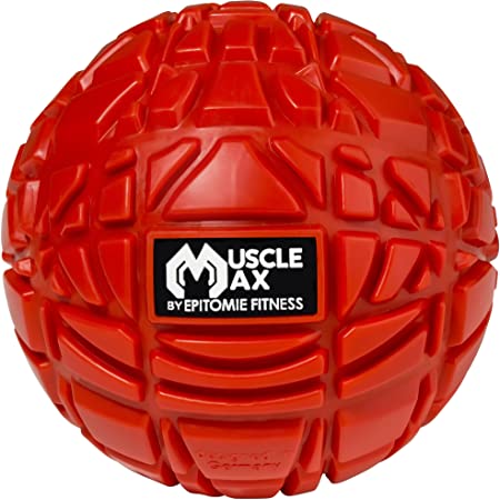 Muscle Max Massage Ball - Deep Tissue Massager For Trigger Point Myofascial Release & Self Massage Comes With Travel Bag (Red)