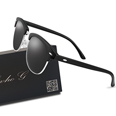 LIVHO G|Semi Rimless Polarized Sunglasses Women Men Retro Brand Sunglasses Goggles UV400