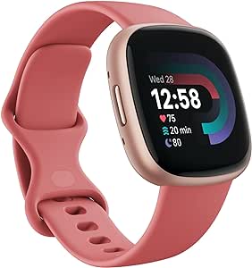 Fitbit Versa 4 Fitness Smartwatch with Daily Readiness, GPS, 24/7 Heart Rate, 40  Exercise Modes, Sleep Tracking and more, Pink Sand/Copper Rose, One Size (S & L Bands Included) (Renewed)