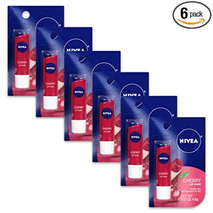 NIVEA Cherry Lip Care 0.17 Ounce Carded Pack (Pack of 6)