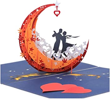 3D Anniversary Card - For Her, Him, Couple, Wife, Husband, Girlfriend, Boyfriend - A Dance on Moon Boat To The Edge Of The World - Anniversary Gifts for Her,Birthday Card,Valentines Day Card by AITpop